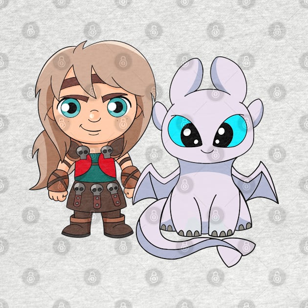 Astrid and Light fury, fanart how to train your dragon, Httyd characters by PrimeStore